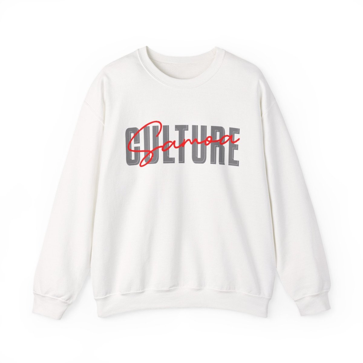 Unisex heavy sweatshirt featuring Samoan culture design, personalized, by The Print Bar, in neutral tones with cultural artwork.