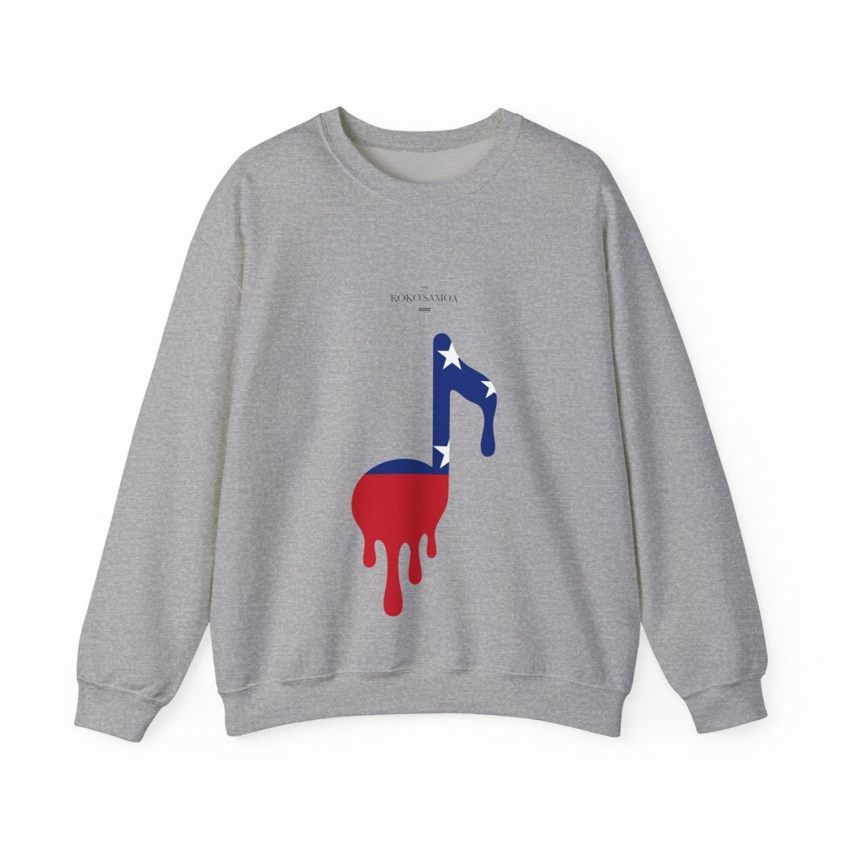 Unisex heavy sweatshirt with Samoan note design by The Print Bar, featuring a personalized style in dark fabric.
