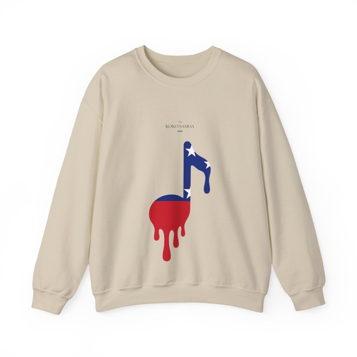 Unisex heavy sweatshirt featuring a Samoan note design, made by The Print Bar, in a comfortable fit and casual style.