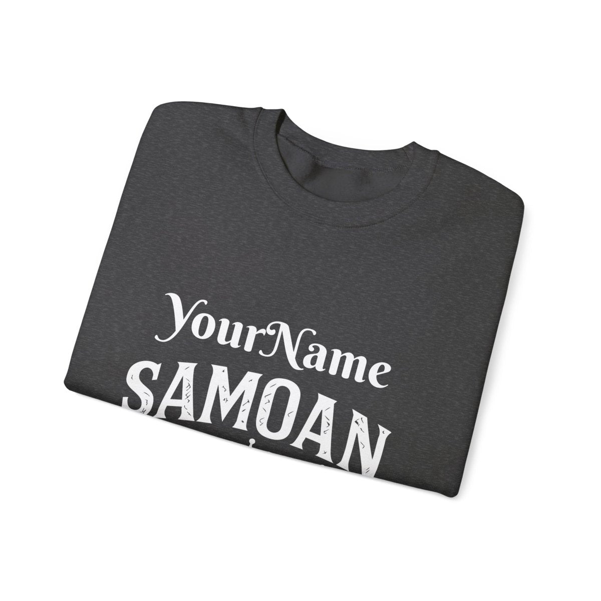 Unisex heavy sweatshirt featuring a Samoan Queen design, personalized, showcasing the detailed graphic on the front.