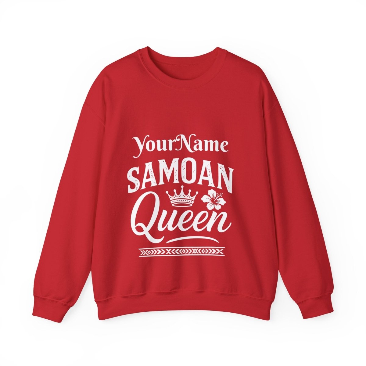 Unisex heavy sweatshirt featuring a Samoan Queen design, personalized with AU/NZ details,.