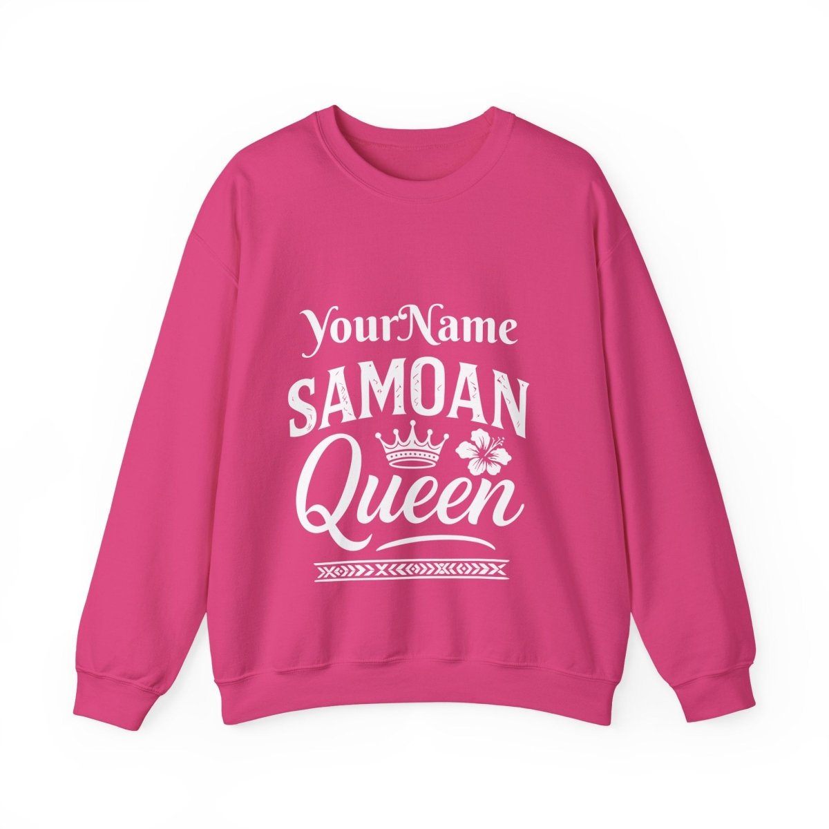 Unisex Heavy Sweatshirt featuring Samoan Queen, showcasing detailed print and comfortable fit.