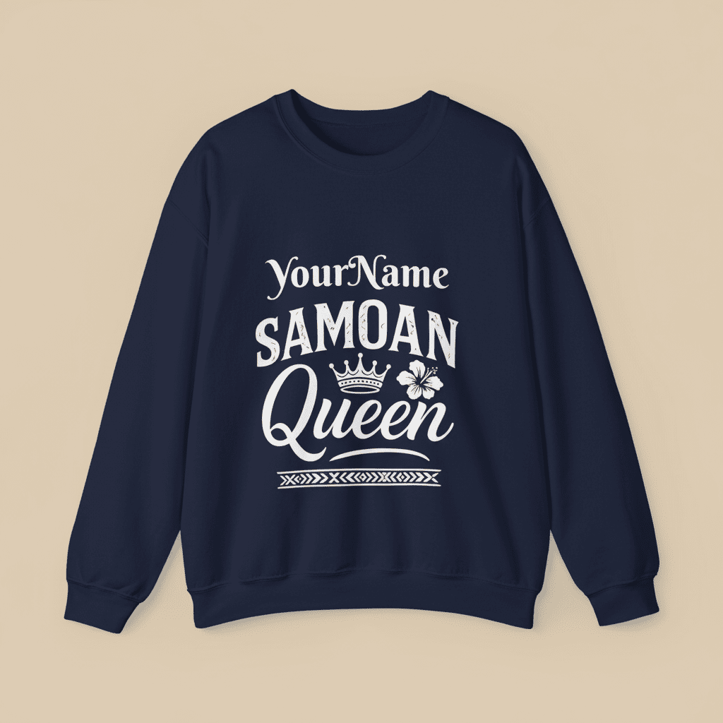 Unisex heavy sweatshirt featuring Samoan Queen personalization, with a bold graphic design.