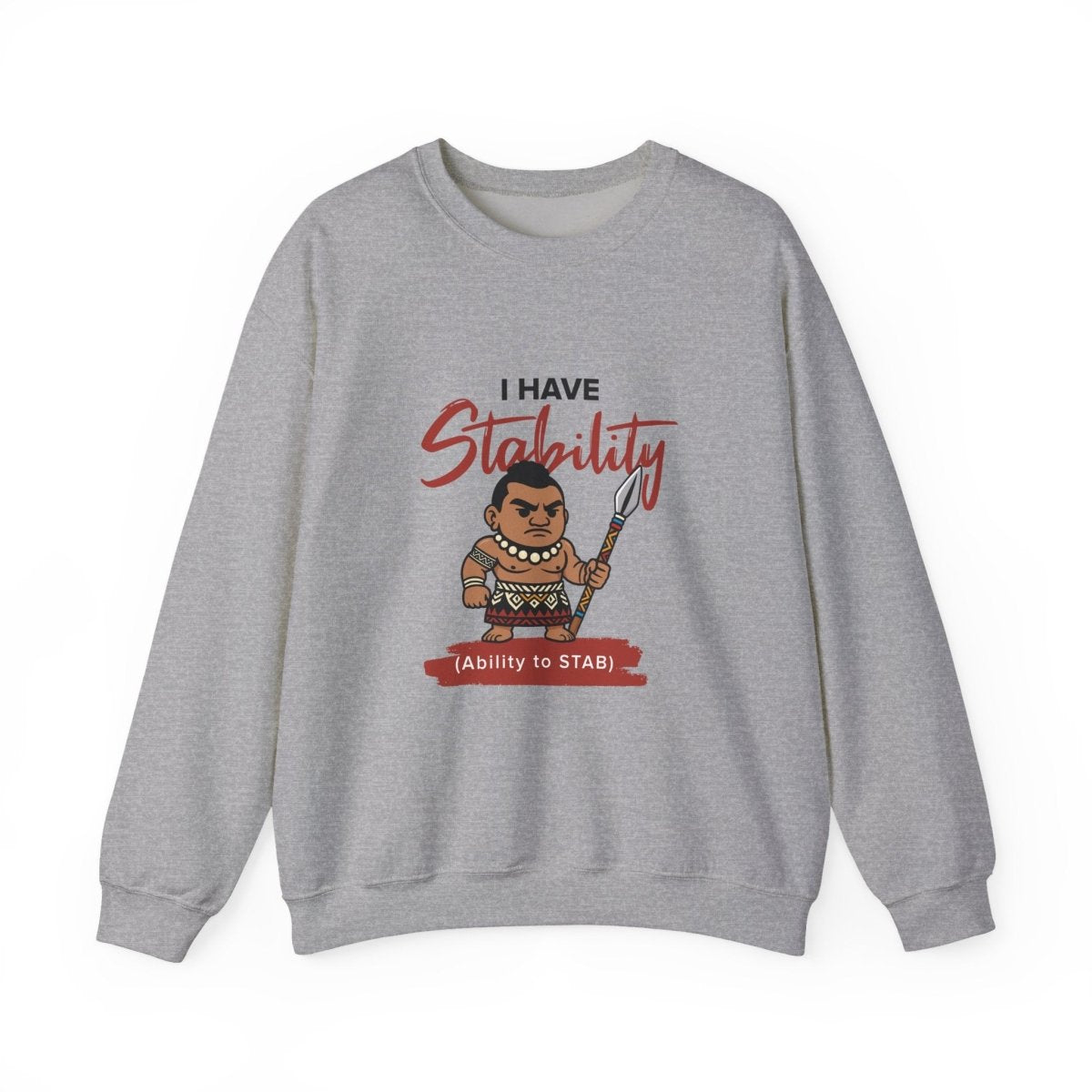 Unisex heavy sweatshirt from The Print Bar, featuring a personalized Stability design, in neutral tones.