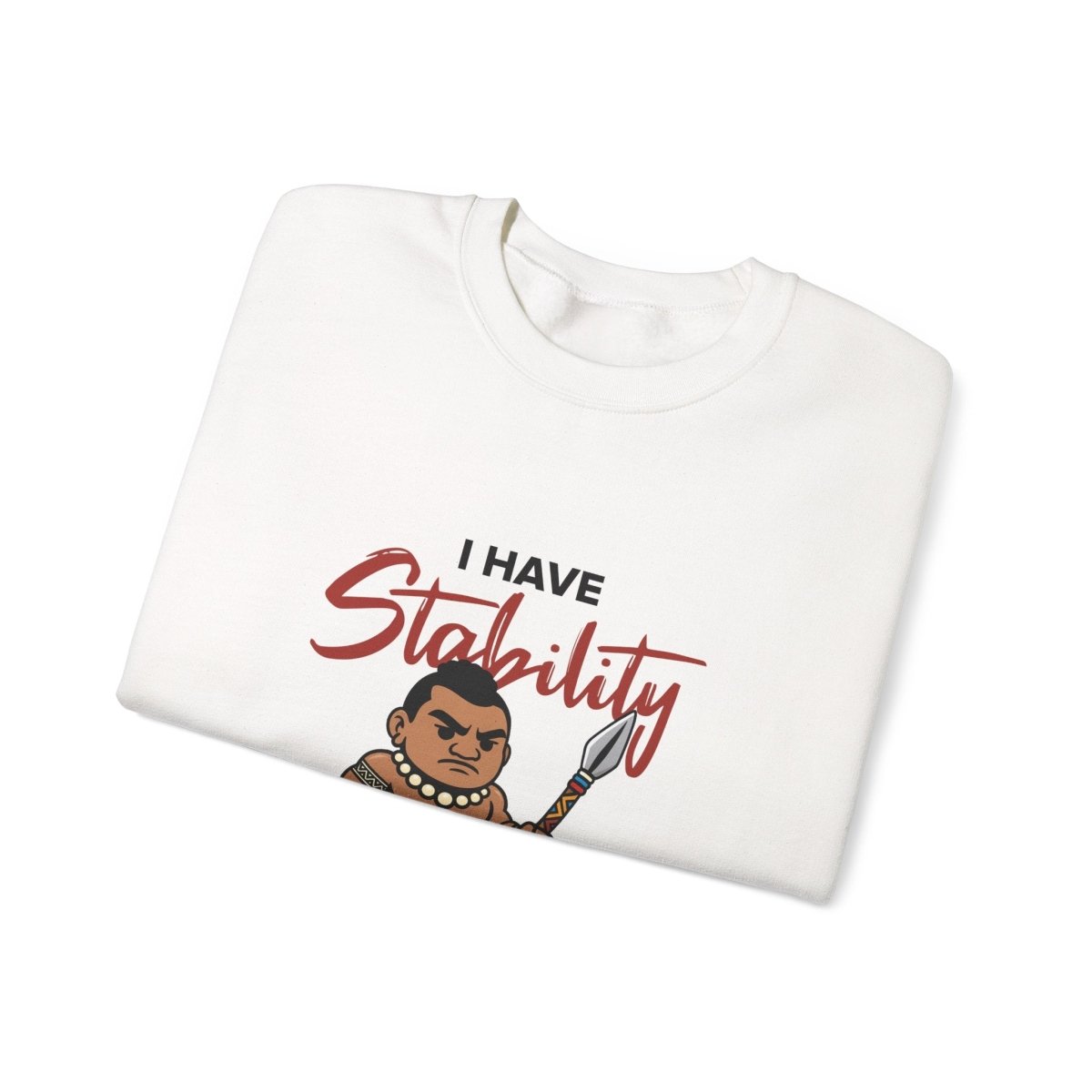 Unisex heavy sweatshirt from The Print Bar with "Stability" design, featuring a comfortable fit and personalized style.