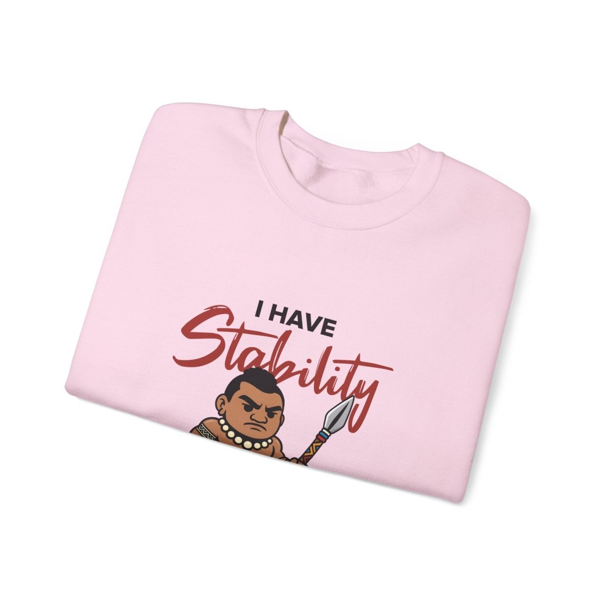 Unisex heavy sweatshirt by The Print Bar with "Stability" design, featuring a comfortable fit and personalized style.