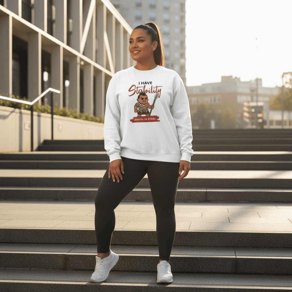 Unisex Heavy Sweatshirt by The Print Bar with Stability design, featuring a personalized graphic in USA and Samoa colors.