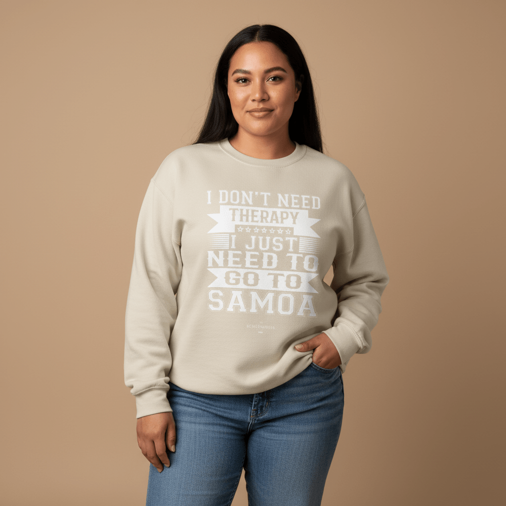 Unisex heavy Therapy sweatshirt featuring personalized design, in black with white text and logo on front.