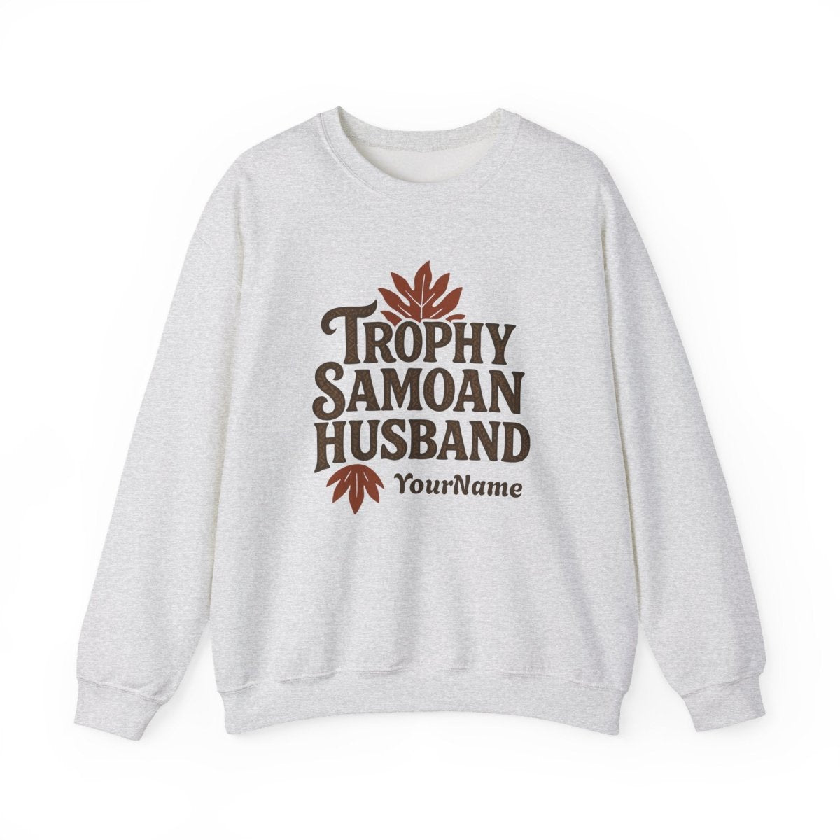 Unisex heavy sweatshirt featuring Trophy Samoan Husband design, personalized print, in black fabric, for AU/NZ.