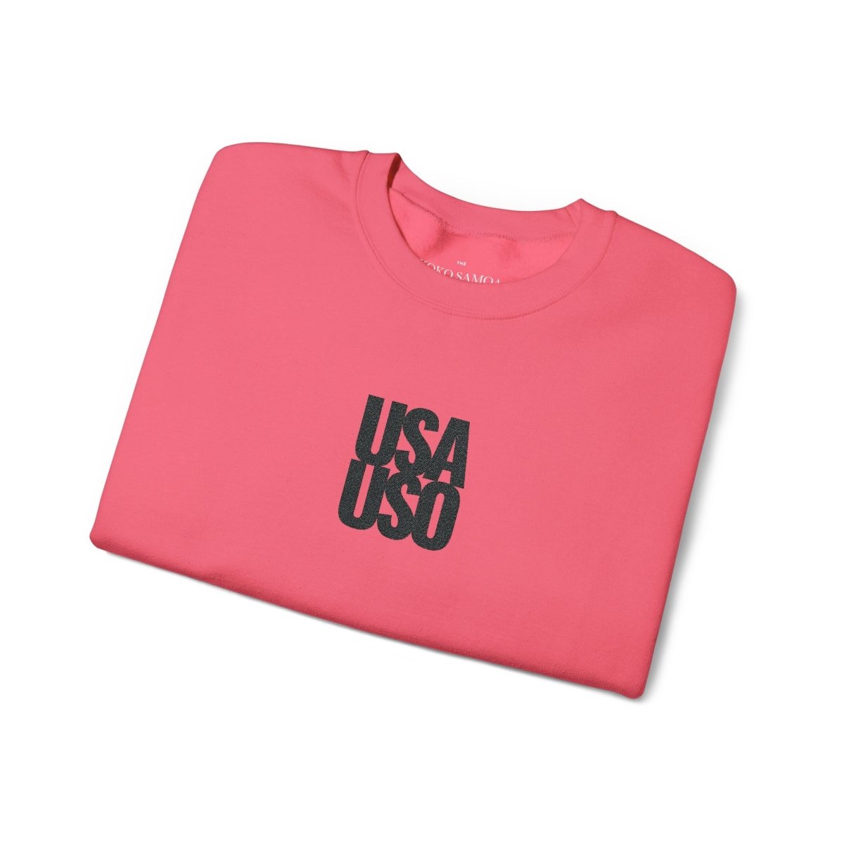 Black Fulfill Engine unisex heavy sweatshirt with USA USO embroidery, featuring a cozy design and USA-themed details.