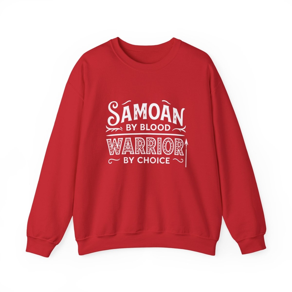 Unisex heavy sweatshirt by The Print Bar featuring Warrior by Choice design, personalized with Koko Samoa motifs.