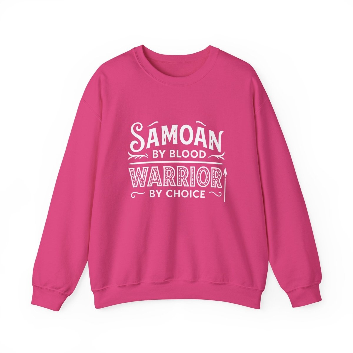 Unisex heavy sweatshirt featuring Warrior by Choice design, in navy with bold graphic print, by The Print Bar.