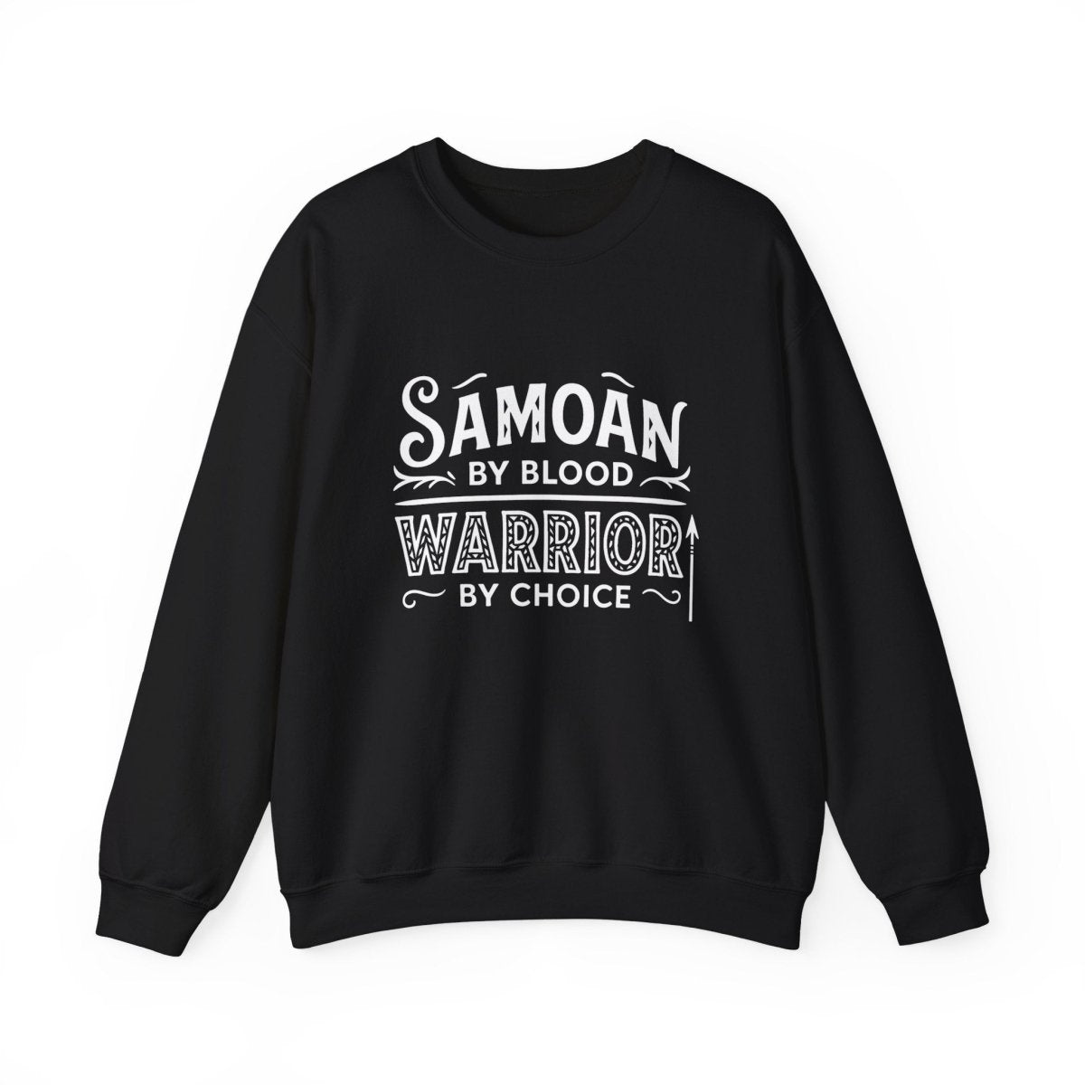 Unisex heavy sweatshirt by The Print Bar featuring Warrior by Choice design, personalized with Koko Samoa motifs.