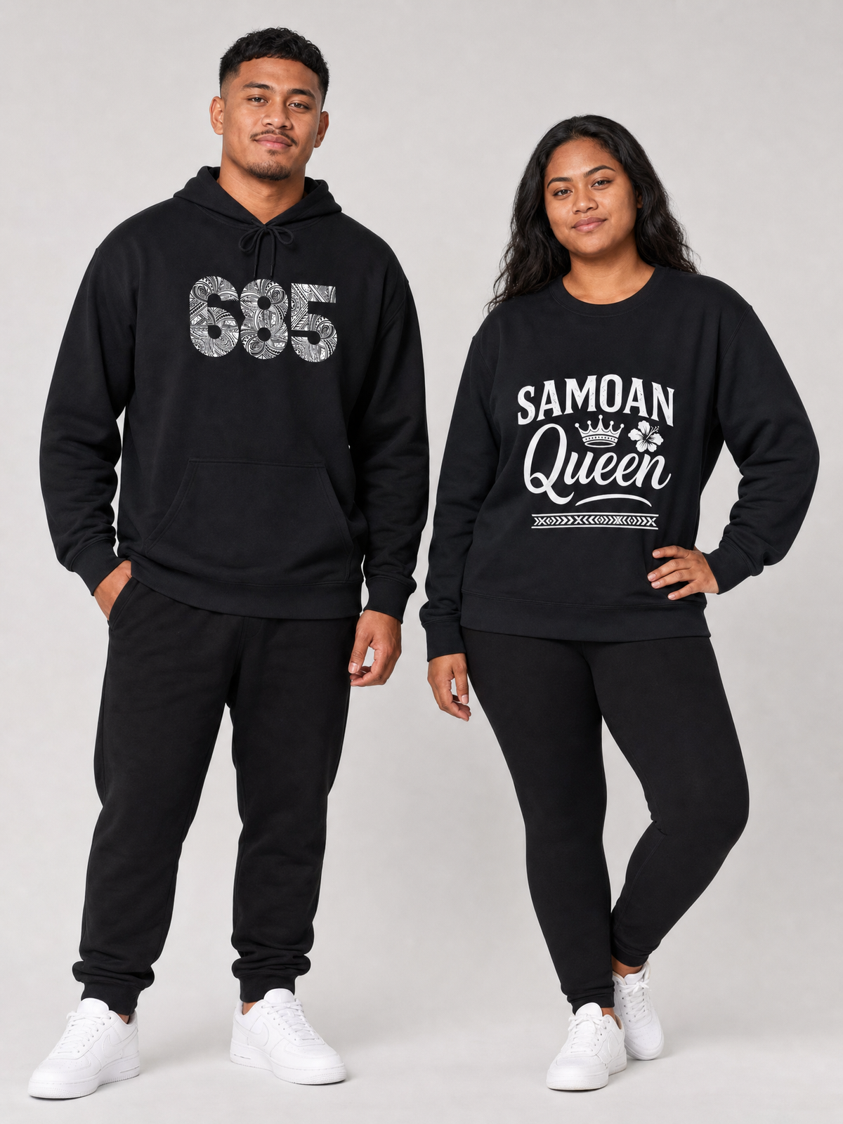 Lua Layers gift set: Hoodie - 685 and Unisex Heavy Sweatshirt - Samoan Queen, shown together.