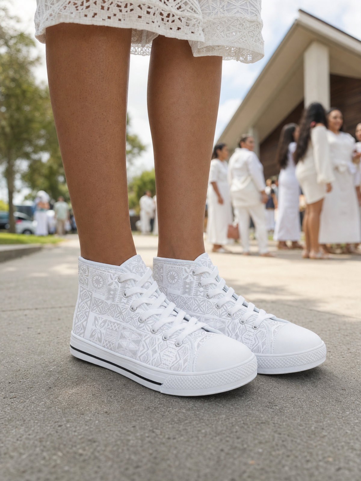 Women's High Top Sneakers - White Sunday worn in everyday life