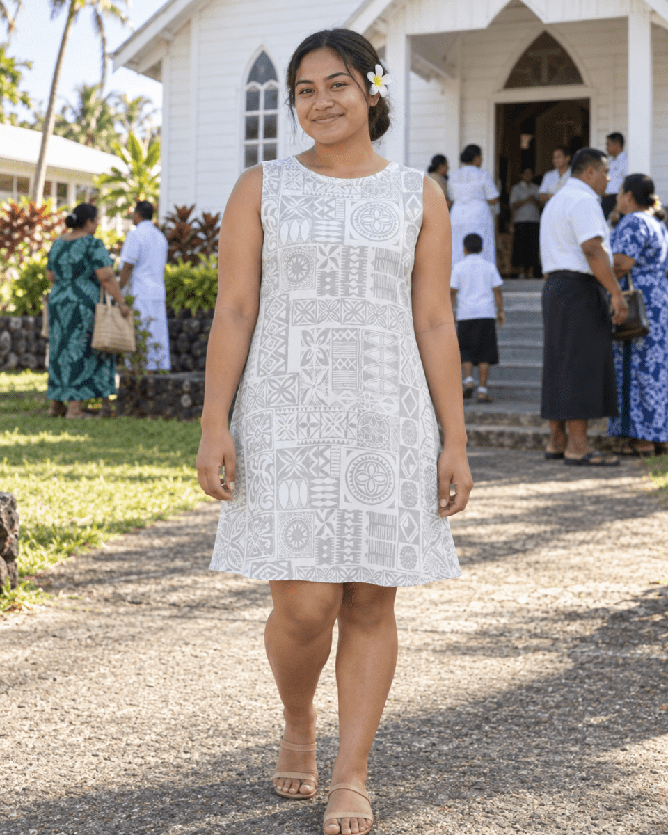 Women's Casual Dress - White Sunday - The Koko Samoa