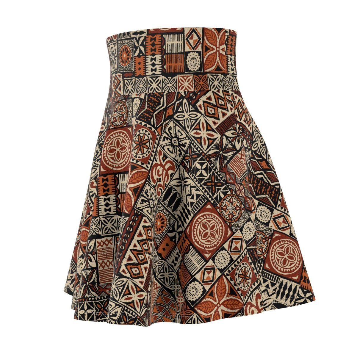 Women's Elei print skater skirt by MWW on Demand featuring vibrant tropical patterns and a flattering fit.