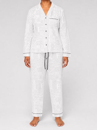 Women's Satin Pyjamas - White Sunday - The Koko Samoa