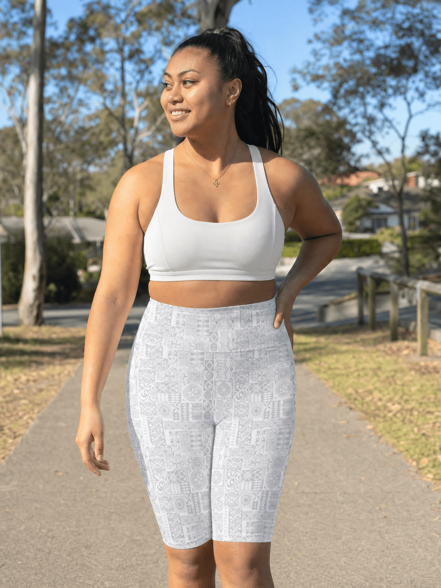 Women's Workout Shorts - White Sunday - The Koko Samoa