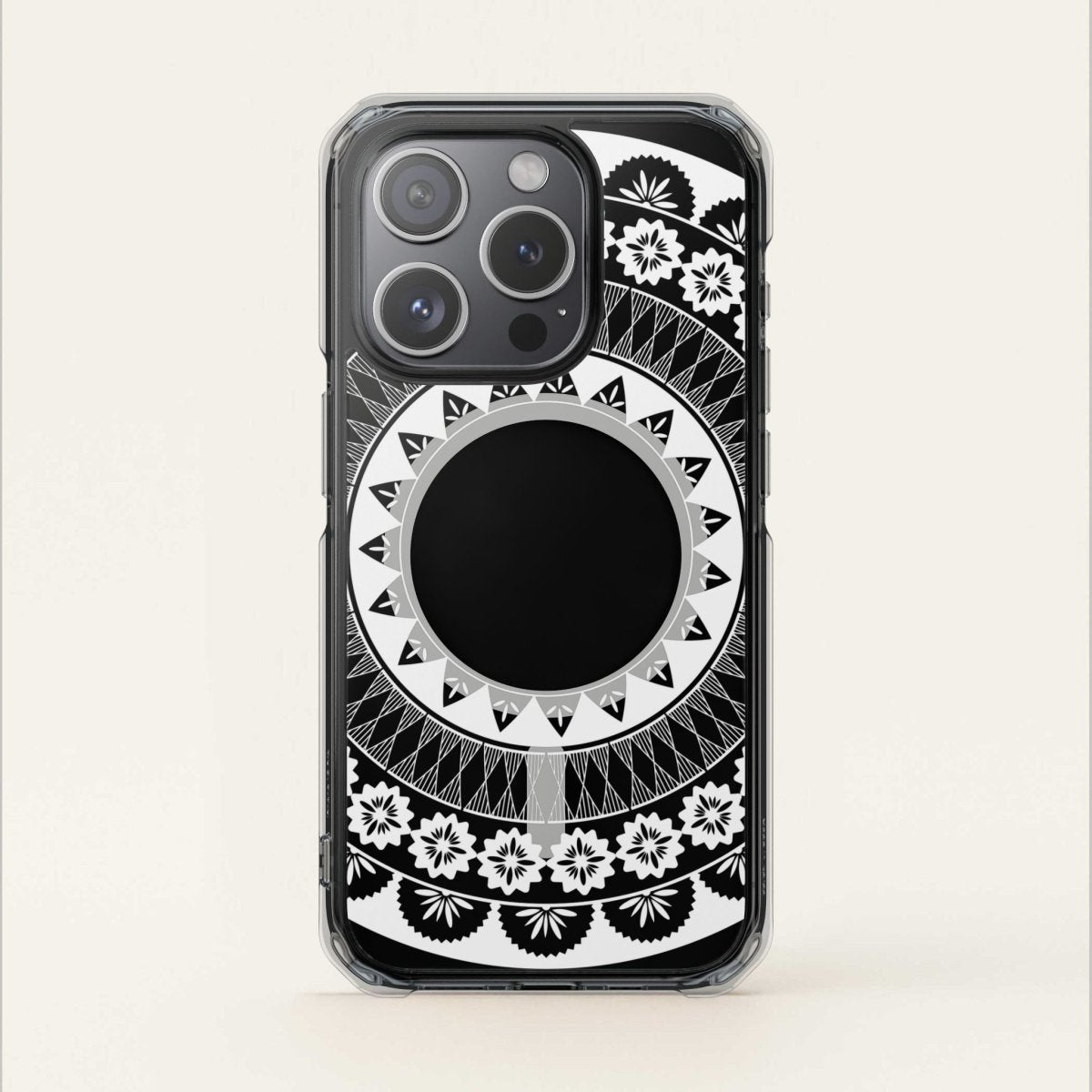 WOYC PasifikaOne MagSafe clear case for iPhone 16 featuring Fiji design, transparent protective cover with MagSafe compatibility.