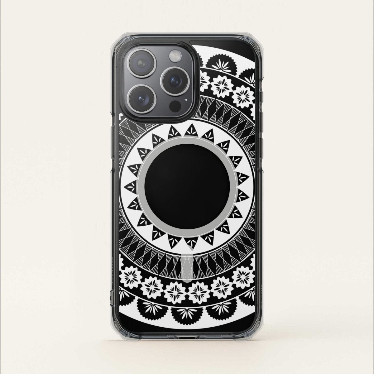 WOYC PasifikaOne MagSafe clear case for iPhone 16 featuring Fiji design, transparent protective cover with MagSafe compatibility.