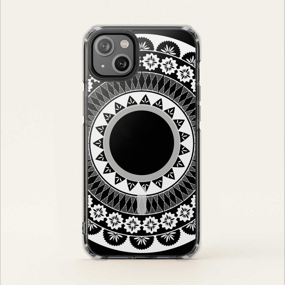 WOYC PasifikaOne MagSafe iPhone clear case with Fiji design, compatible with iPhone 16, showing transparent protective cover.