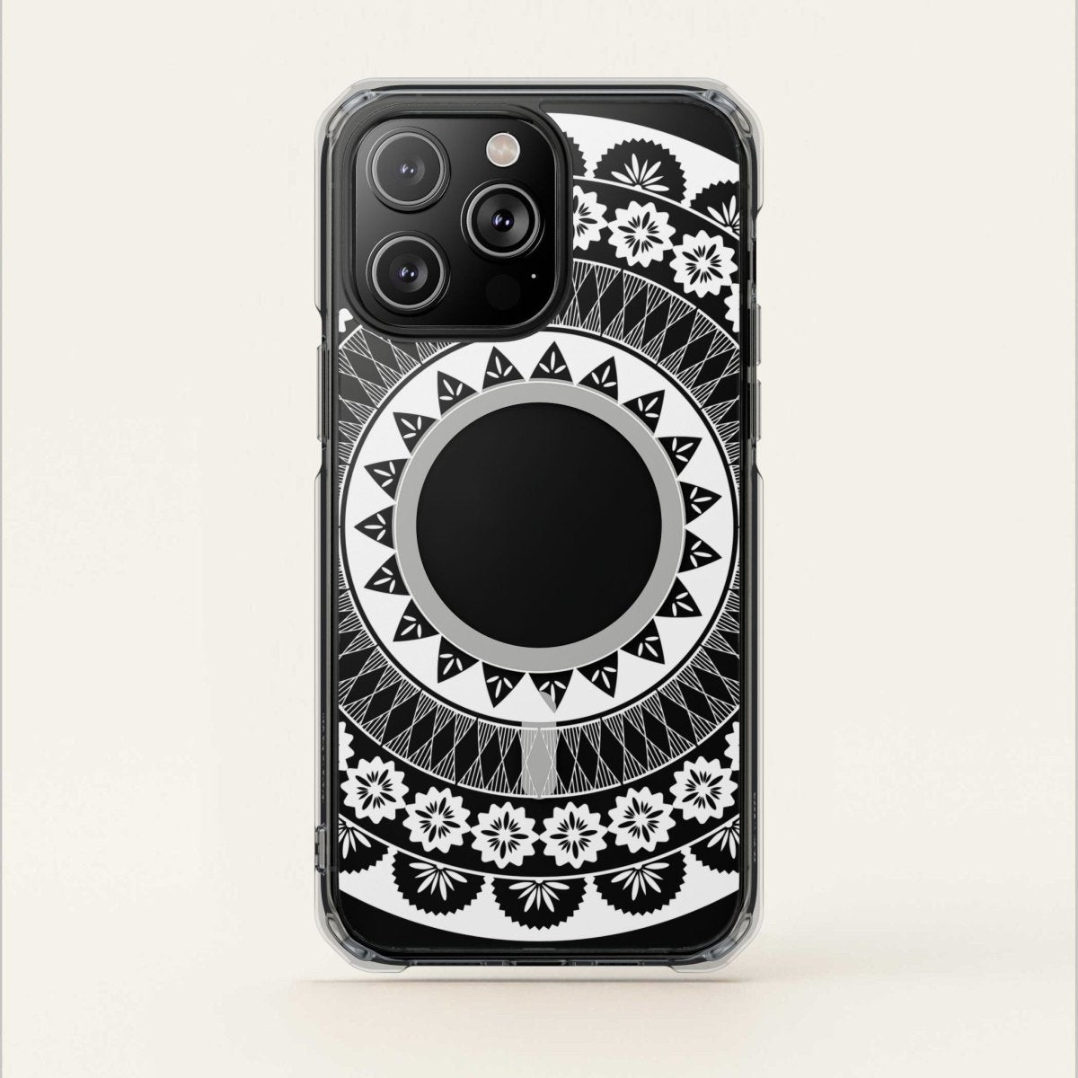 WOYC PasifikaOne MagSafe clear case for iPhone 16 featuring Fiji design, transparent protective cover with MagSafe compatibility.