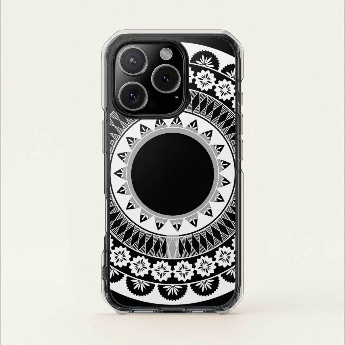 WOYC PasifikaOne MagSafe clear case for iPhone 16 with Fiji design, transparent protective cover with MagSafe compatibility.