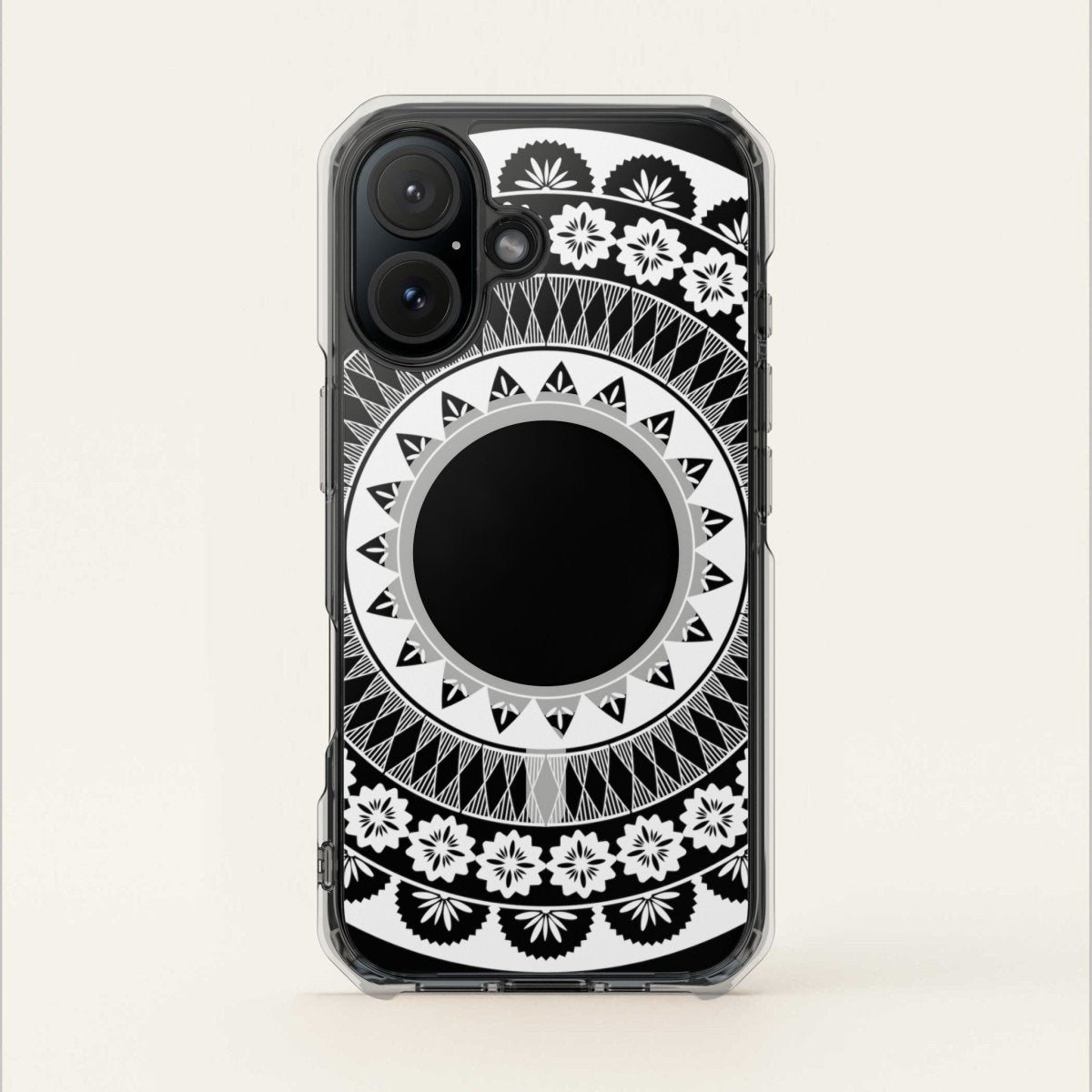 WOYC PasifikaOne MagSafe clear case for iPhone 16 featuring Fiji design, transparent protective cover for AU, NZ, and USA models.