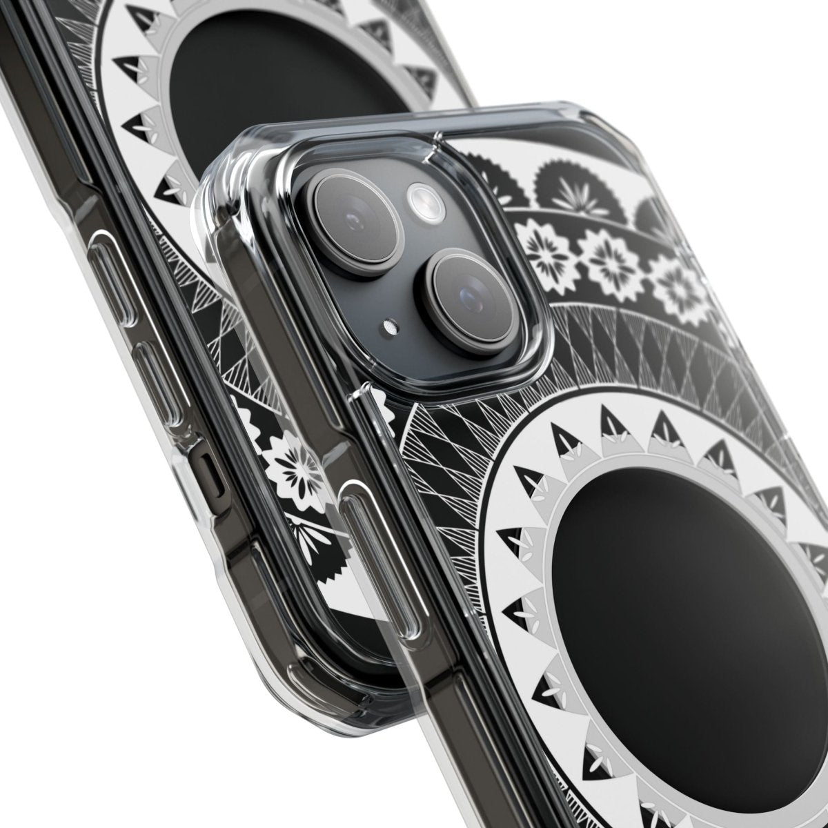 WOYC PasifikaOne MagSafe clear case for iPhone 16 featuring Fiji design, transparent protective cover with MagSafe compatibility.