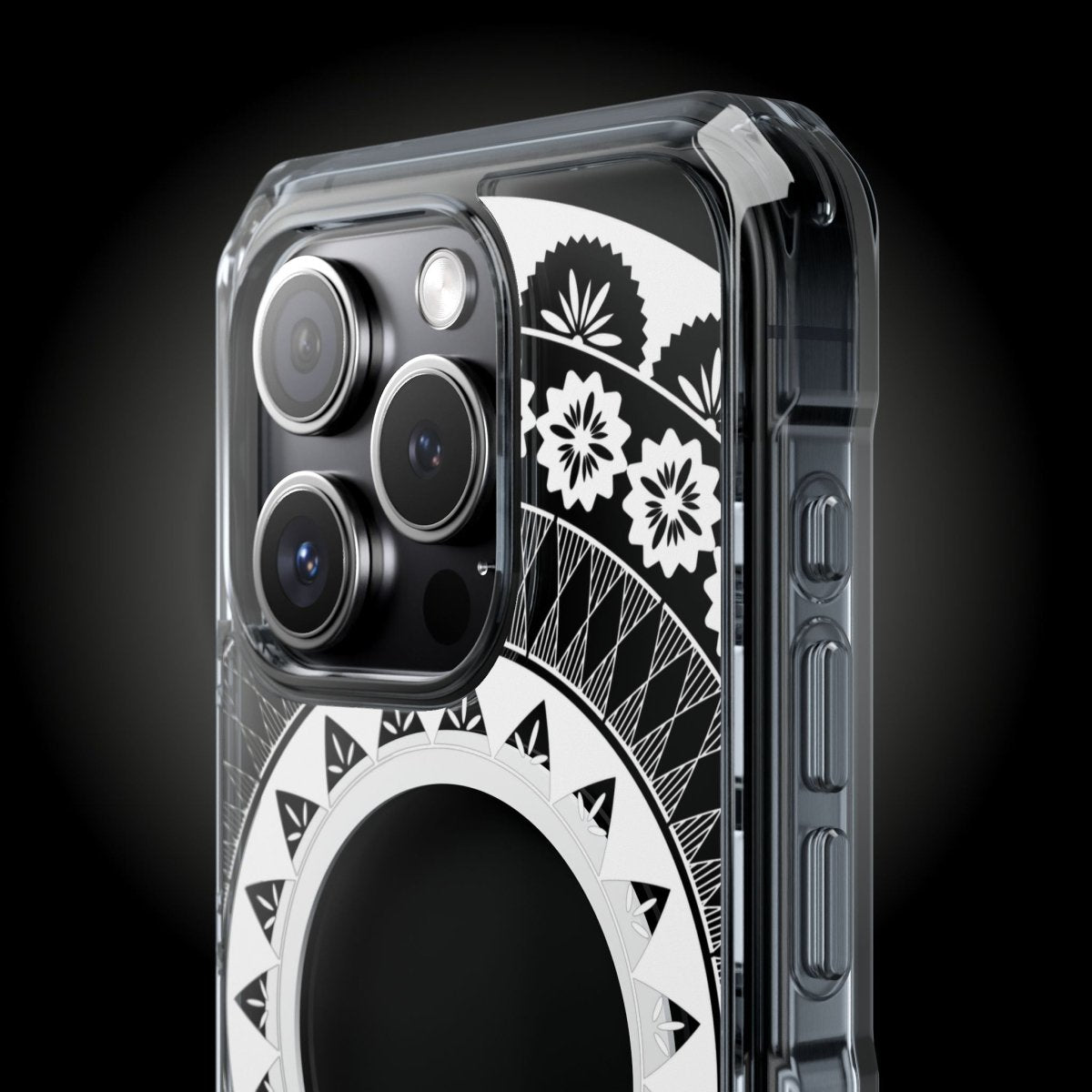 WOYC PasifikaOne MagSafe clear case for iPhone 16 with Fiji design, transparent bumper, and MagSafe compatibility.