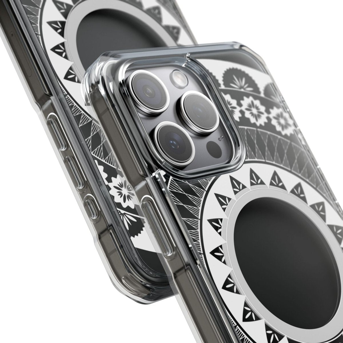 WOYC PasifikaOne MagSafe clear case for iPhone 16 featuring Fiji design, transparent protective cover with MagSafe compatibility.