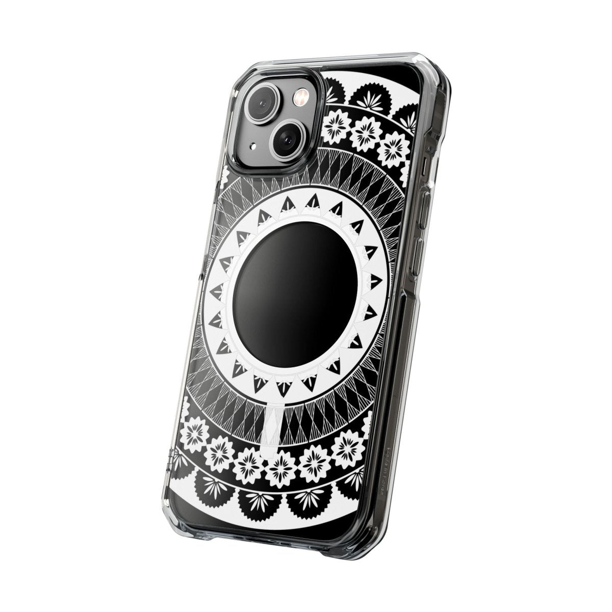 WOYC PasifikaOne MagSafe clear case for iPhone 16 featuring Fiji design, transparent protective cover with MagSafe compatibility.