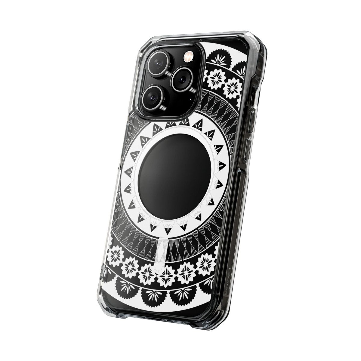 WOYC PasifikaOne MagSafe clear case for iPhone 16 featuring Fiji design, transparent protective cover with magnetic compatibility.