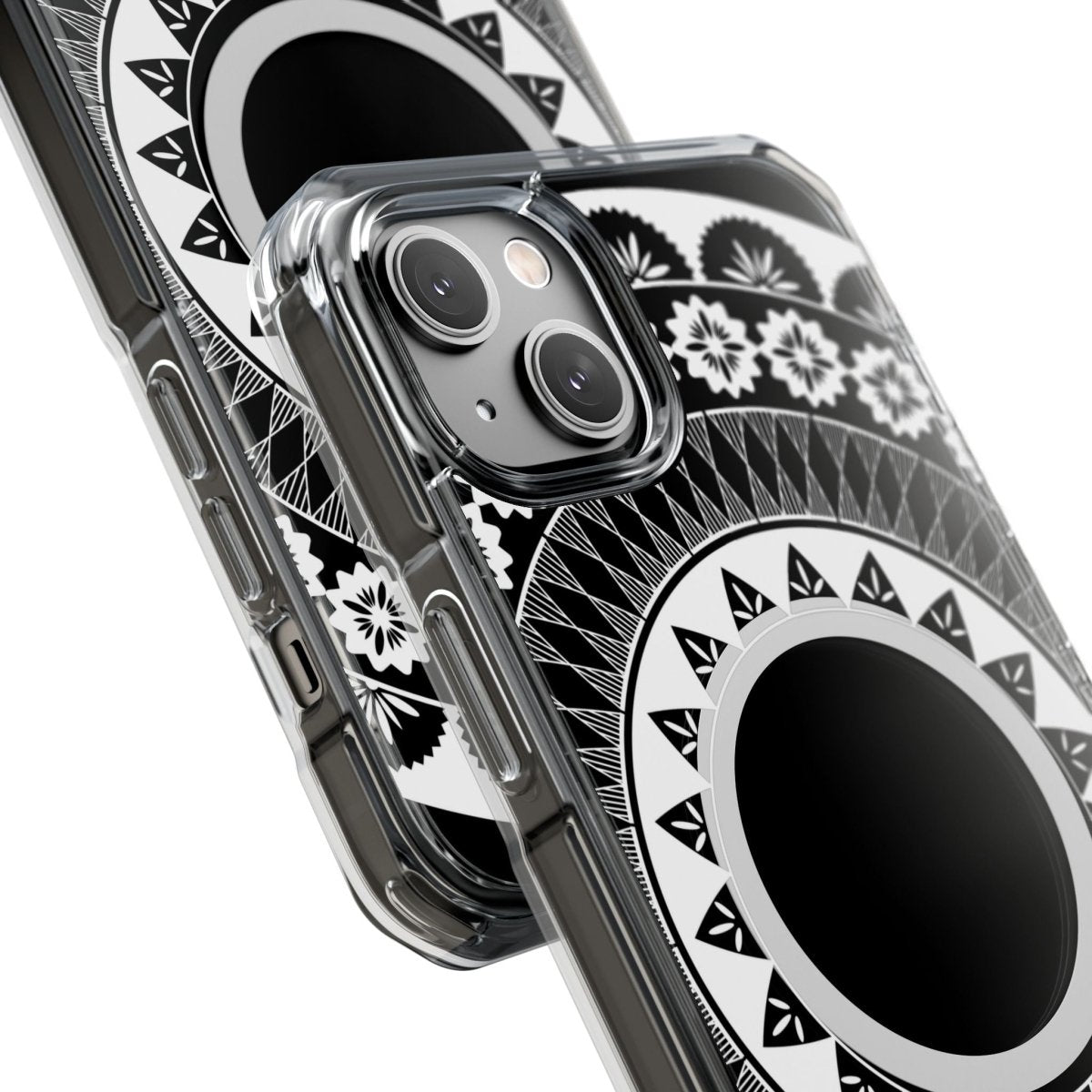 WOYC PasifikaOne MagSafe clear case for iPhone 16, featuring Fiji design, transparent cover, compatible with AU, NZ, and USA models.