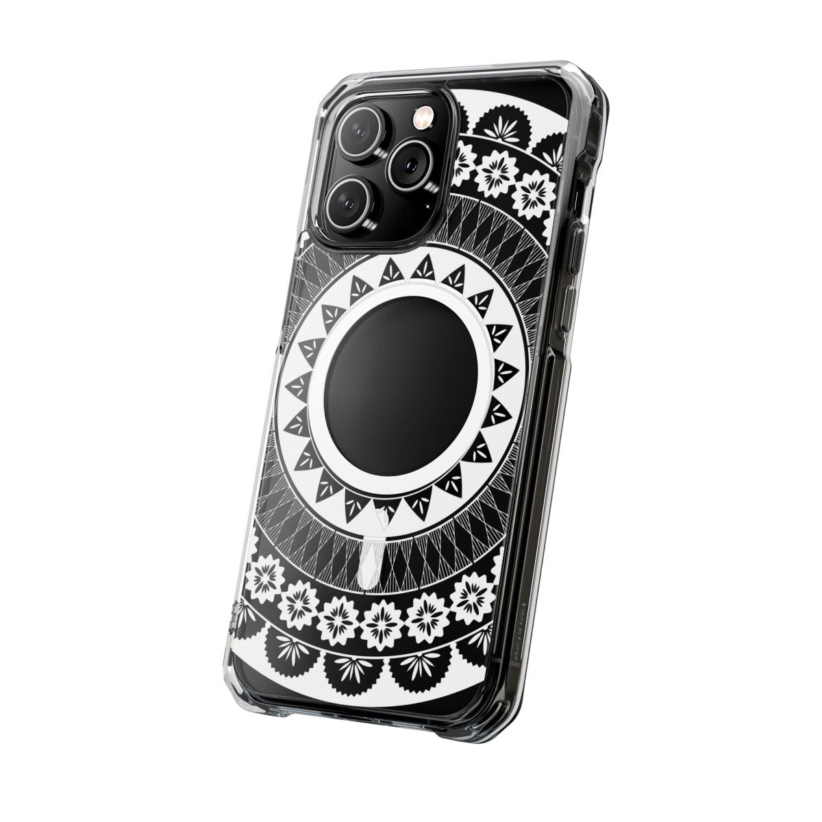 WOYC PasifikaOne MagSafe clear case for iPhone 16 with Fiji design, showcasing transparent protection and magnetic compatibility.