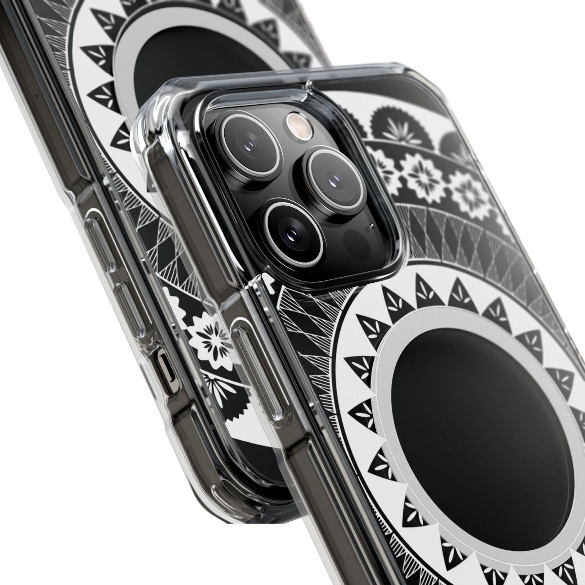 WOYC PasifikaOne MagSafe clear case for iPhone 16 featuring Fiji design, transparent protective cover with MagSafe compatibility.