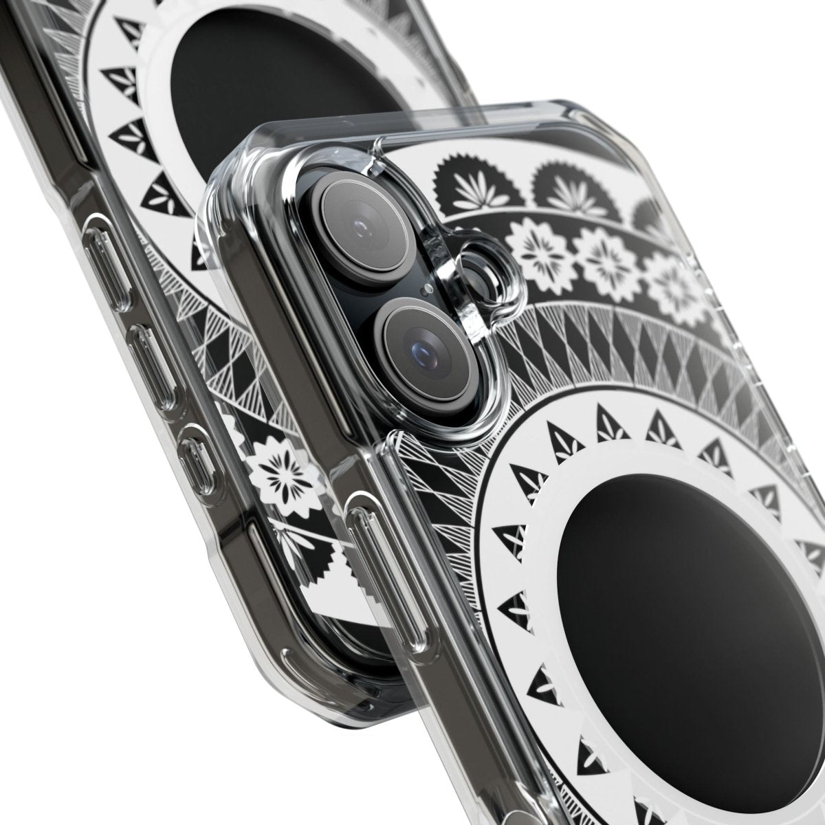 WOYC PasifikaOne MagSafe clear case for iPhone 16 featuring a Fiji design, transparent protective cover with MagSafe compatibility