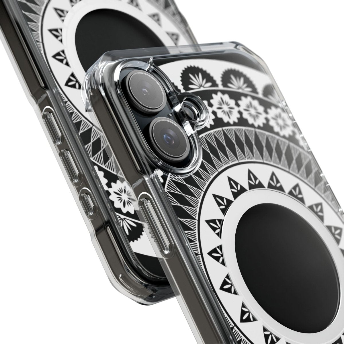 WOYC PasifikaOne MagSafe clear case for iPhone 16 featuring Fiji design, transparent protective cover with MagSafe compatibility.