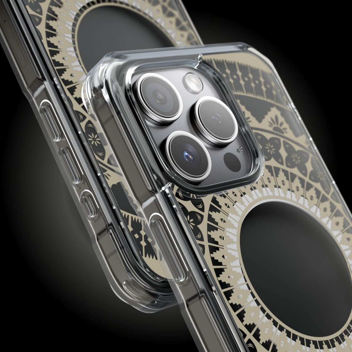PasifikaOne MagSafe clear case for iPhone 16 featuring Fiji Reversed design, transparent protective Magsafe case.