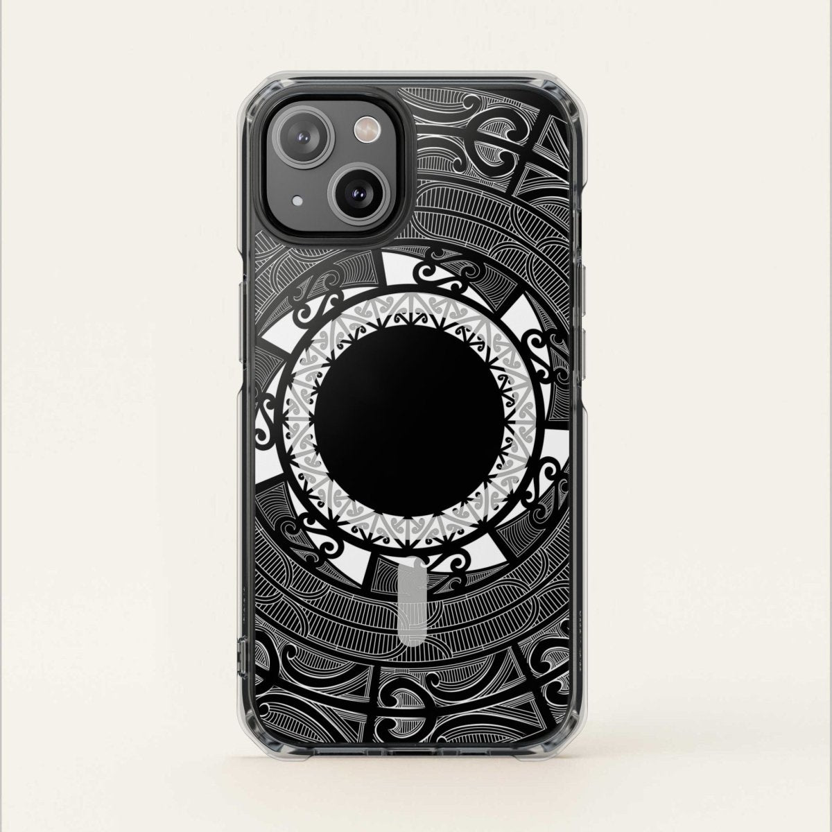 WOYC PasifikaOne MagSafe clear case for iPhone 16, featuring Māori design, transparent protective cover, compatible with AU, NZ, and USA.