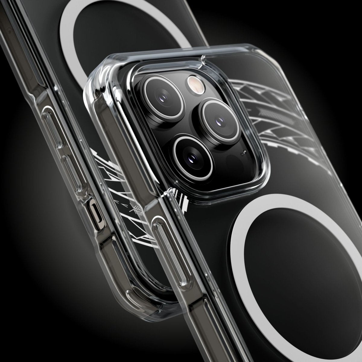 WOYC PasifikaOne MagSafe clear case for iPhone 16 featuring Samoan Arrows design, transparent protection, and easy MagSafe compatibility.