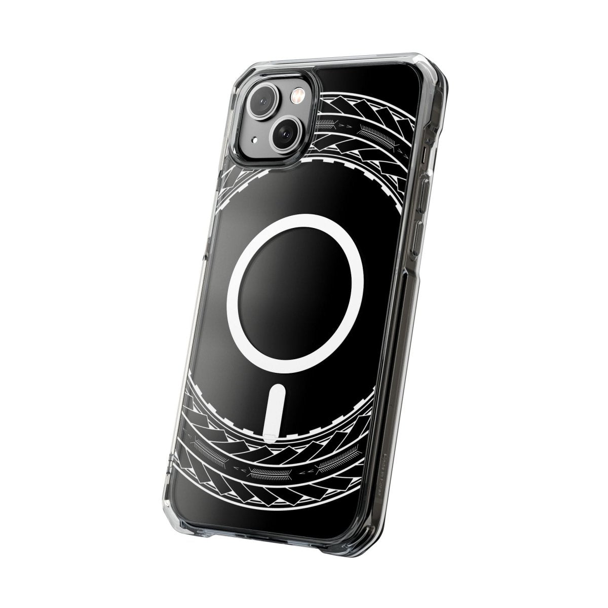 WOYC PasifikaOne MagSafe clear case for iPhone 16 with Samoan Arrows design, transparent protective cover for MagSafe compatible phones.