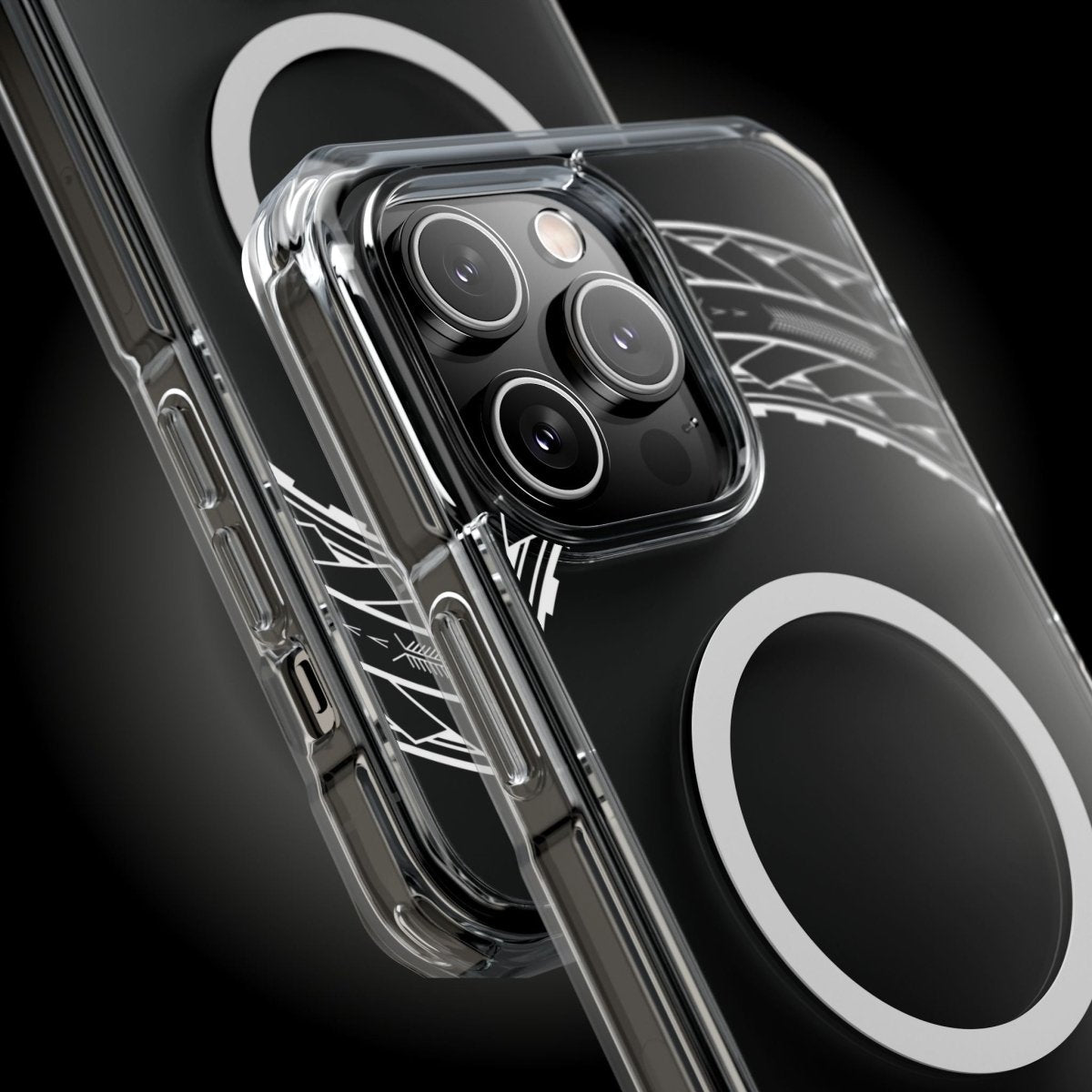 WOYC PasifikaOne Magsafe Clear Case for iPhone 16 featuring Samoan Arrows design, transparent protective phone cover.