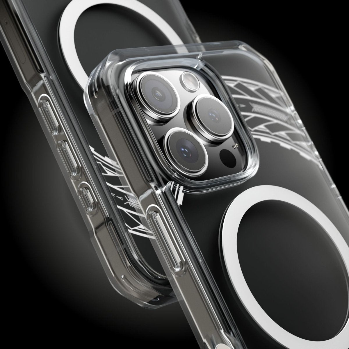 WOYC PasifikaOne MagSafe clear case for iPhone 16 featuring Samoan Arrows design, transparent protective phone cover.