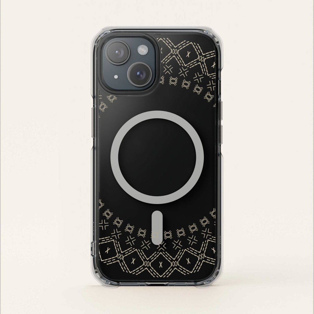 PasifikaOne MagSafe clear case for iPhone 16 featuring Samoan Malu design, transparent protective Magsafe phone case.