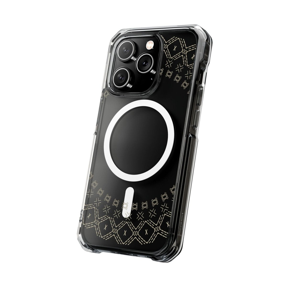WOYC PasifikaOne MagSafe clear case for iPhone 16 featuring Samoan Malu design, transparent protective phone cover.