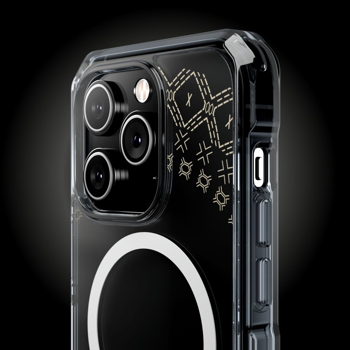 WOYC PasifikaOne MagSafe clear case for iPhone 16 featuring Samoan Malu design, transparent and protective.