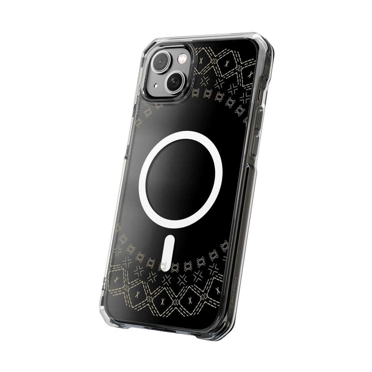 WOYC PasifikaOne MagSafe iPhone ClearCase featuring a Samoan Malu design, transparent case for iPhone 16 with magnetic compatibility.