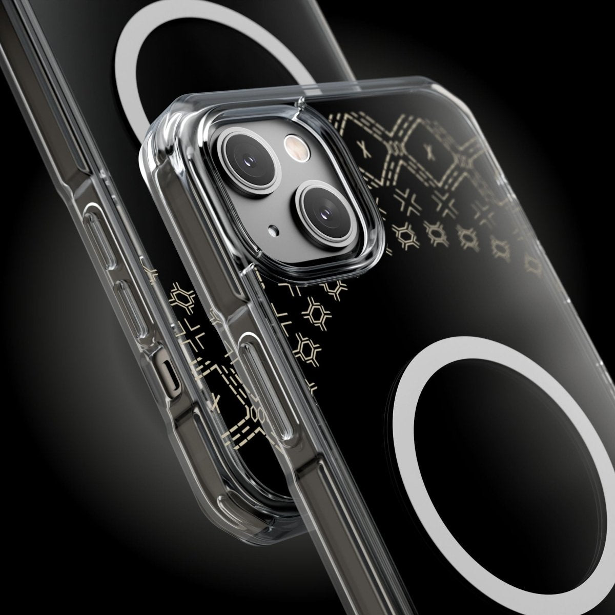 WOYC PasifikaOne MagSafe clear case for iPhone 16 featuring Samoan Malu design, transparent protective phone cover.